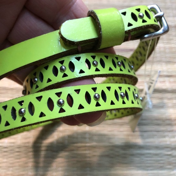 Lucky Brand Accessories - Lucky Brand Lime Chartreuse Perforated Belt S/M
